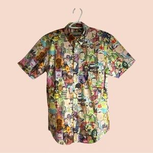 RSVLTS Rick & Morty Button Down Short Sleeve Multi Color Print Shirt Size XS